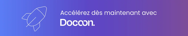 Visuel montrant une petit fusée symbolisant l'accélération de la dématérialisation pour un entreprise qui utilise les solutions Docoon.